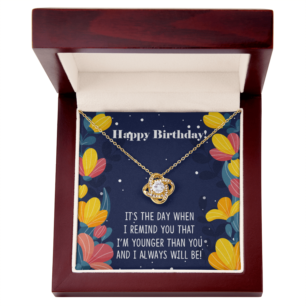 To My Sister Younger Than You Birthday Message Infinity Knot Necklace Message Card-Express Your Love Gifts