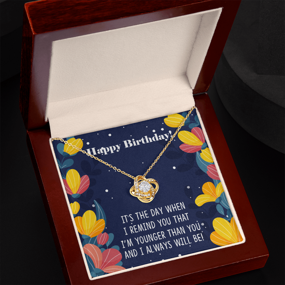 To My Sister Younger Than You Birthday Message Infinity Knot Necklace Message Card-Express Your Love Gifts