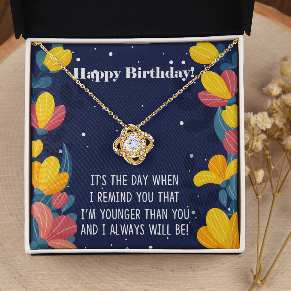 To My Sister Younger Than You Birthday Message Infinity Knot Necklace Message Card-Express Your Love Gifts