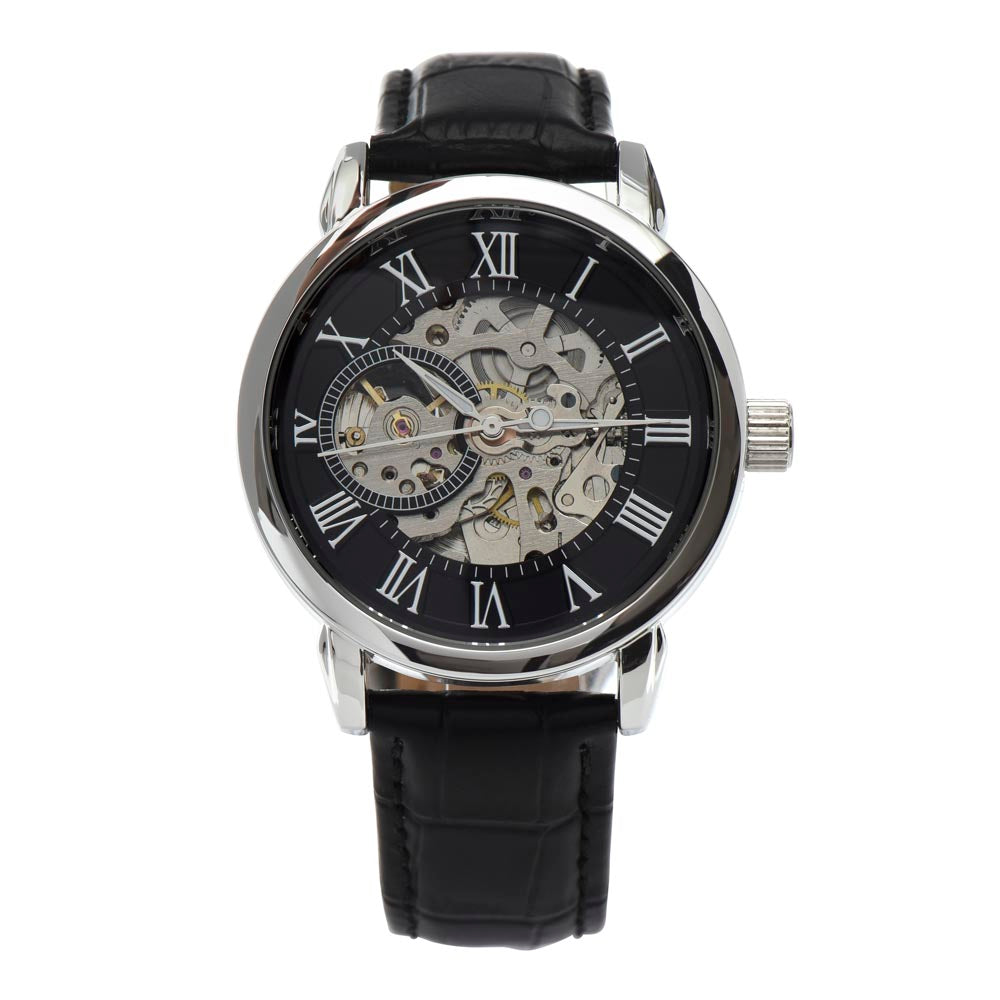 To My Son I Wish You The Strength Men's Openwork Watch With Mahogany Box-Express Your Love Gifts