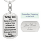 To My Son Journey In Life Keychain Stainless Steel or 18k Gold Dog Tag Keyring-Express Your Love Gifts