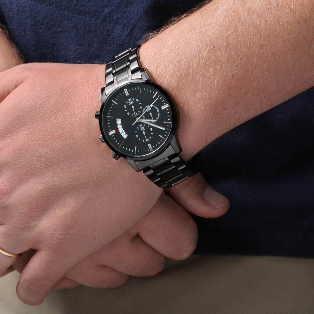 To My Son Never Forget Men's Watch Multifunction Stainless Steel W Copper Dial-Express Your Love Gifts