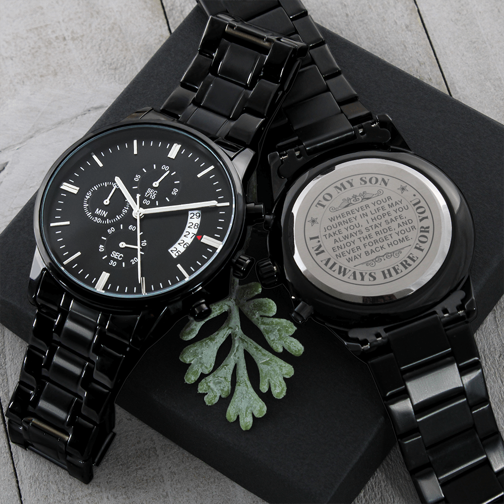 To My Son Never Forget Men's Watch Multifunction Stainless Steel W Copper Dial-Express Your Love Gifts
