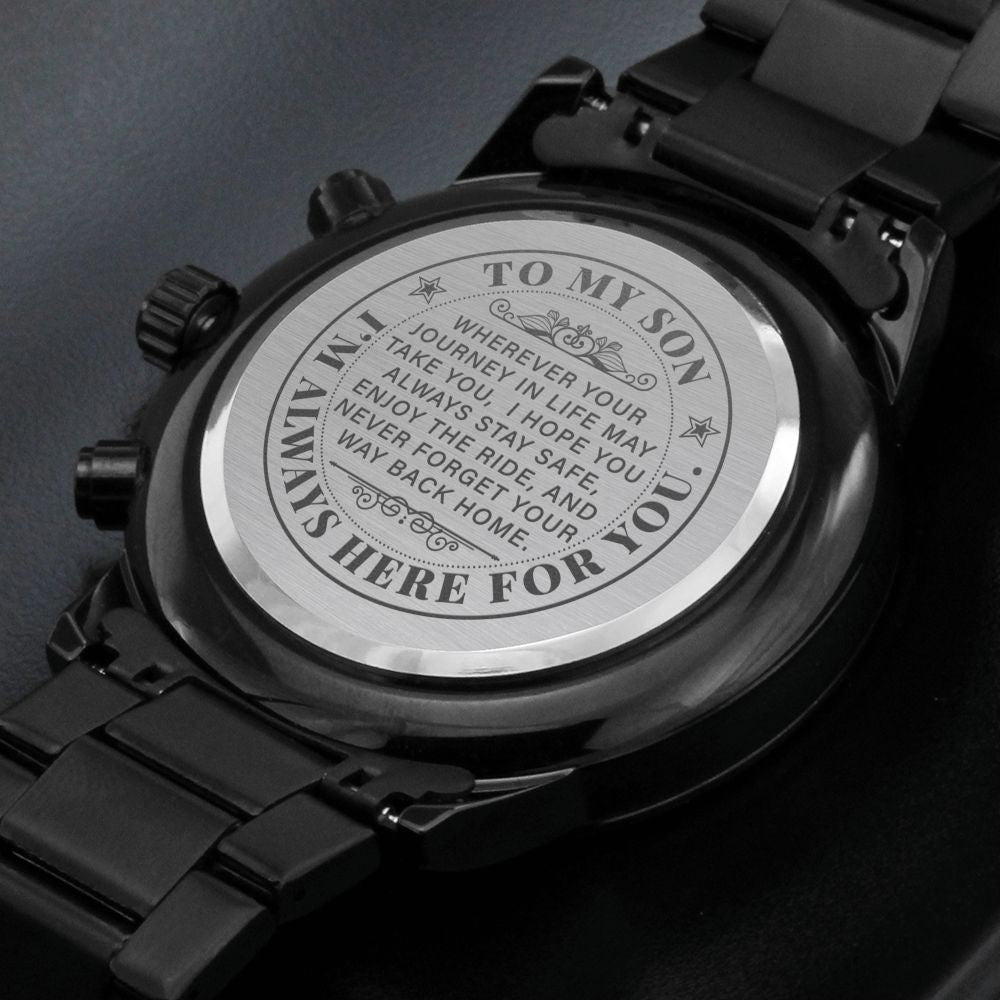 To My Son Never Forget Men's Watch Multifunction Stainless Steel W Copper Dial-Express Your Love Gifts