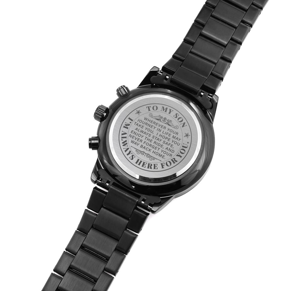 To My Son Never Forget Men's Watch Multifunction Stainless Steel W Copper Dial-Express Your Love Gifts