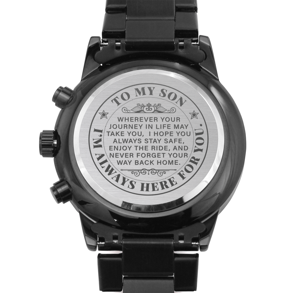 To My Son Never Forget Men's Watch Multifunction Stainless Steel W Copper Dial-Express Your Love Gifts