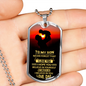 To My Son Never Forget Necklace Stainless Steel or 18k Gold Dog Tag 24" Chain-Express Your Love Gifts