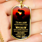 To My Son Never Forget Necklace Stainless Steel or 18k Gold Dog Tag 24" Chain-Express Your Love Gifts