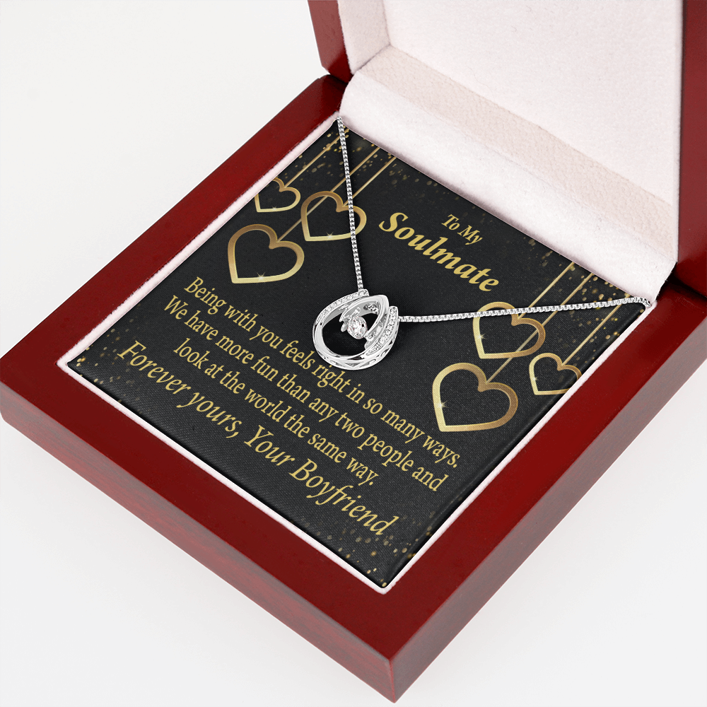 To My Soulmate Being With You Lucky Horseshoe Necklace Message Card 14k w CZ Crystals-Express Your Love Gifts