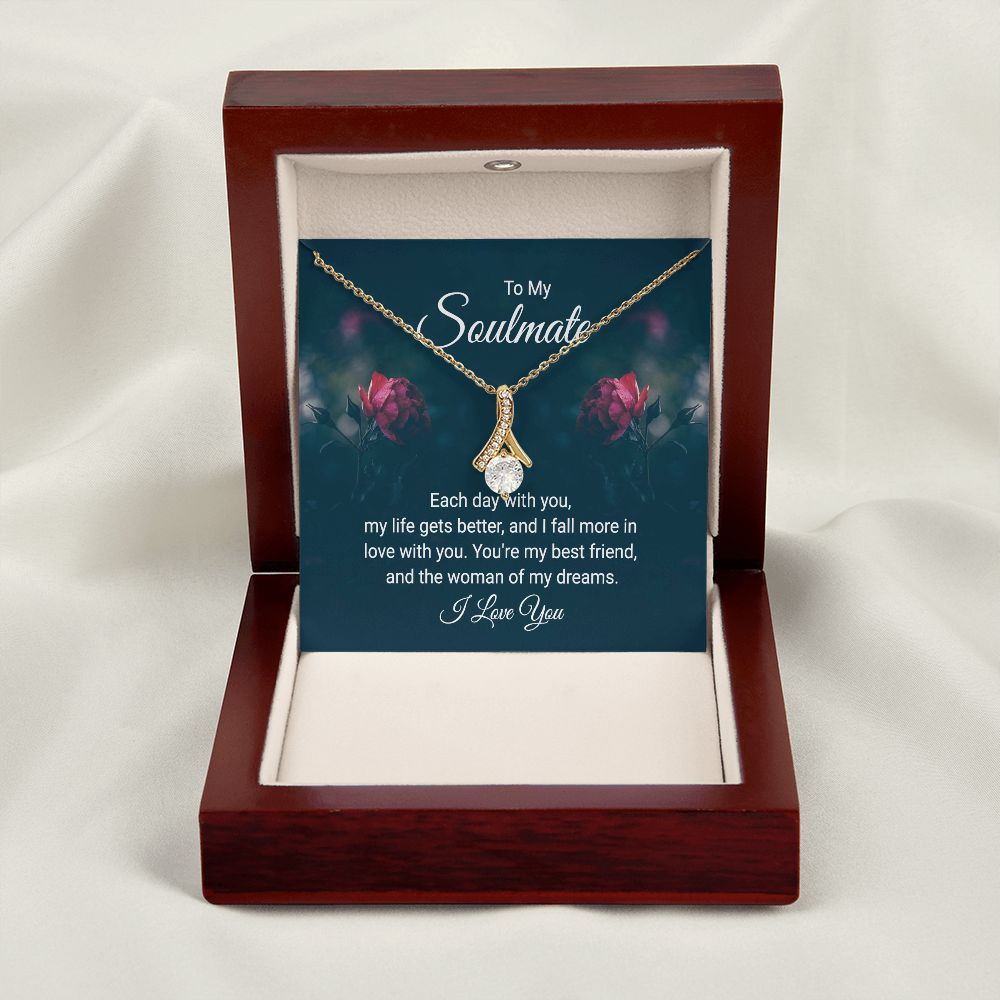 To My Soulmate Each Day With You Alluring Ribbon Necklace Message Card-Express Your Love Gifts
