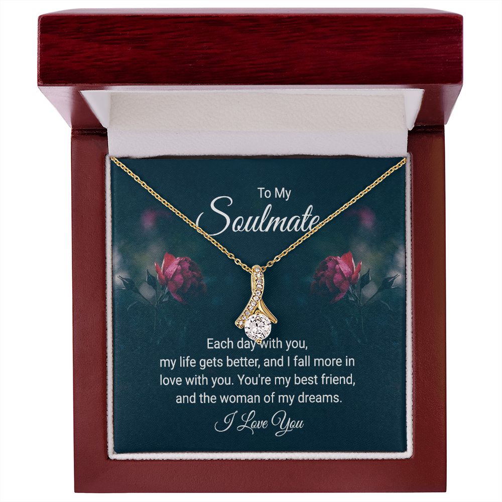 To My Soulmate Each Day With You Alluring Ribbon Necklace Message Card-Express Your Love Gifts