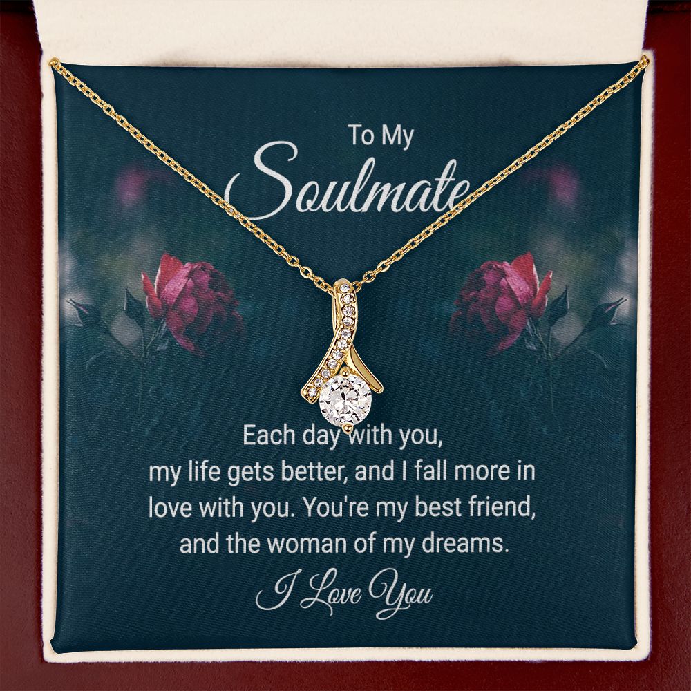 To My Soulmate Each Day With You Alluring Ribbon Necklace Message Card-Express Your Love Gifts