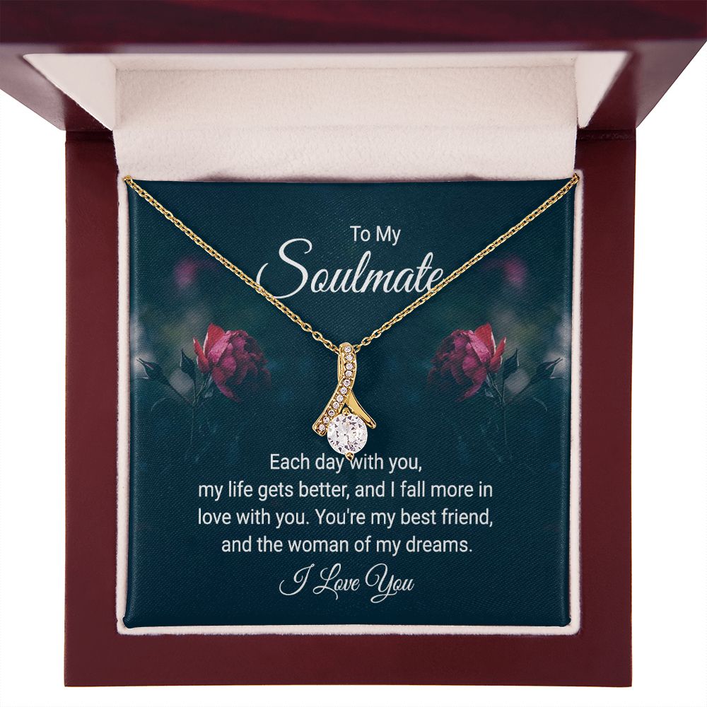 To My Soulmate Each Day With You Alluring Ribbon Necklace Message Card-Express Your Love Gifts