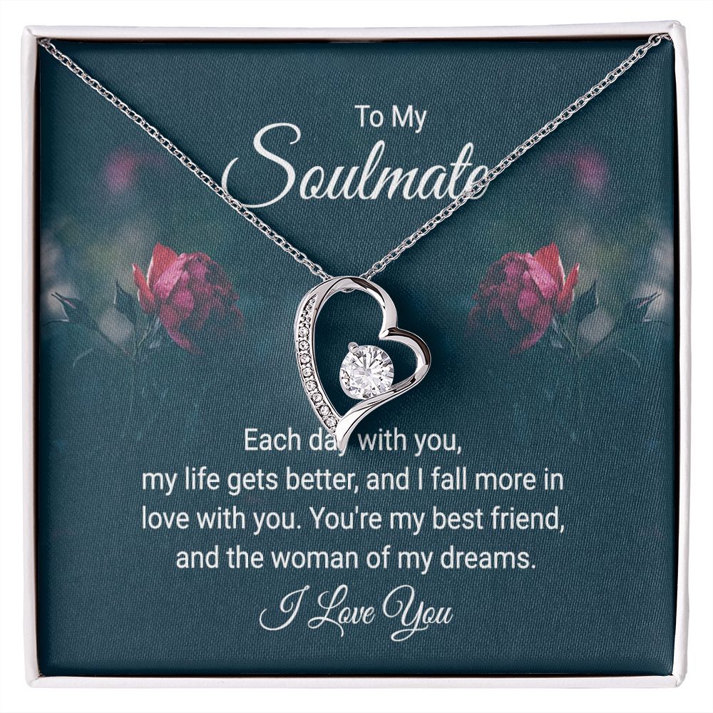To My Soulmate Each Day With You Forever Necklace w Message Card-Express Your Love Gifts