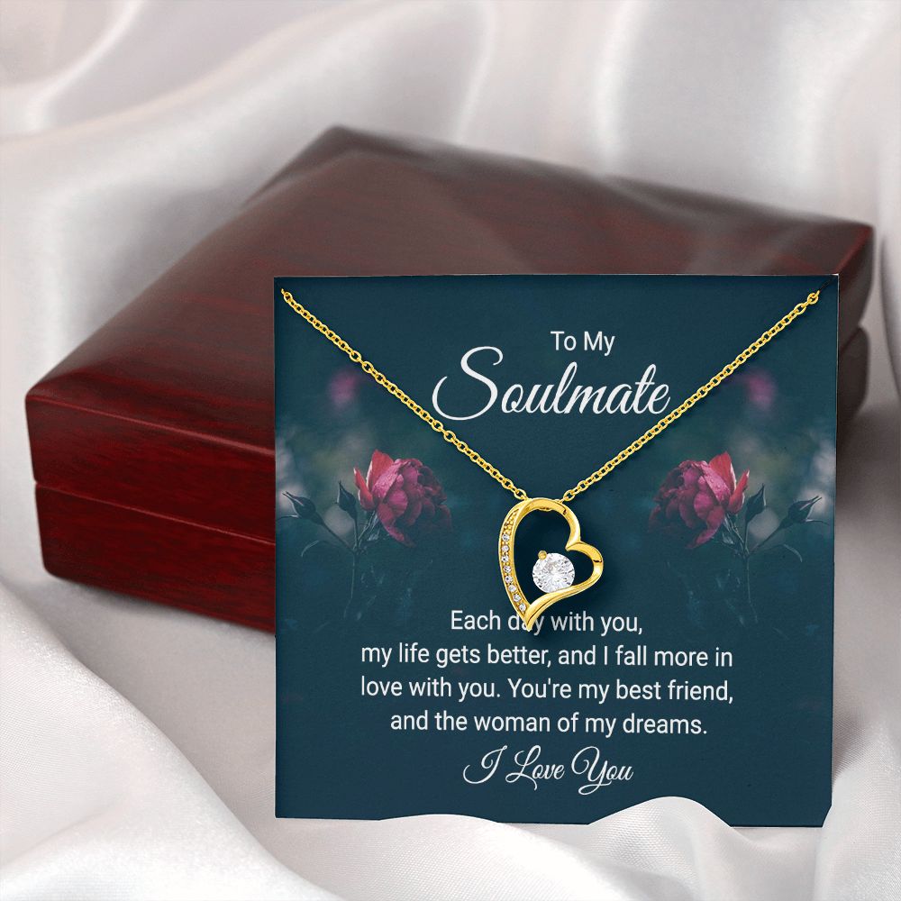 To My Soulmate Each Day With You Forever Necklace w Message Card-Express Your Love Gifts