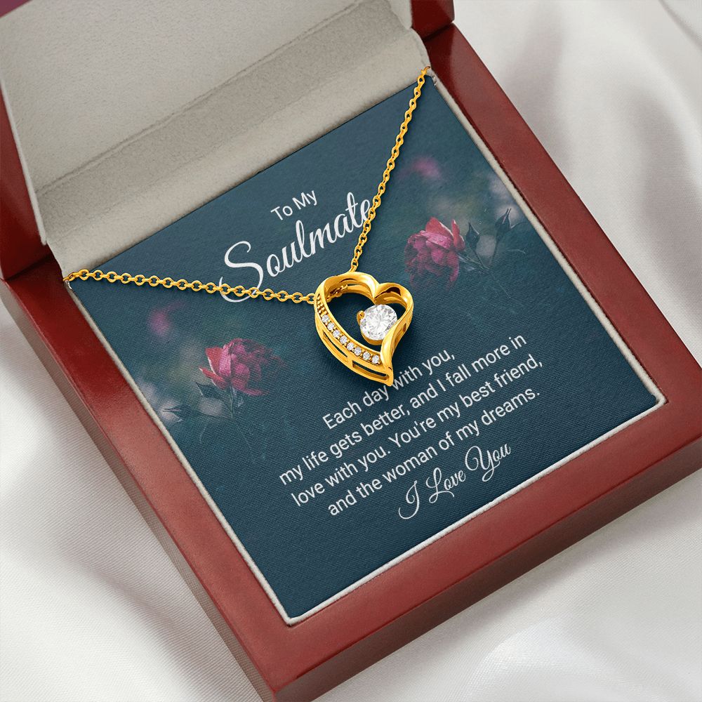 To My Soulmate Each Day With You Forever Necklace w Message Card-Express Your Love Gifts