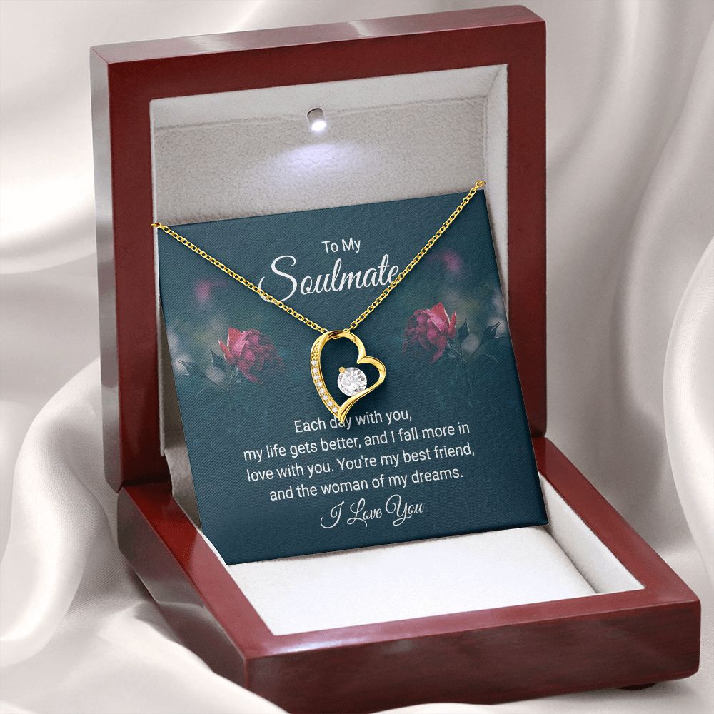 To My Soulmate Each Day With You Forever Necklace w Message Card-Express Your Love Gifts