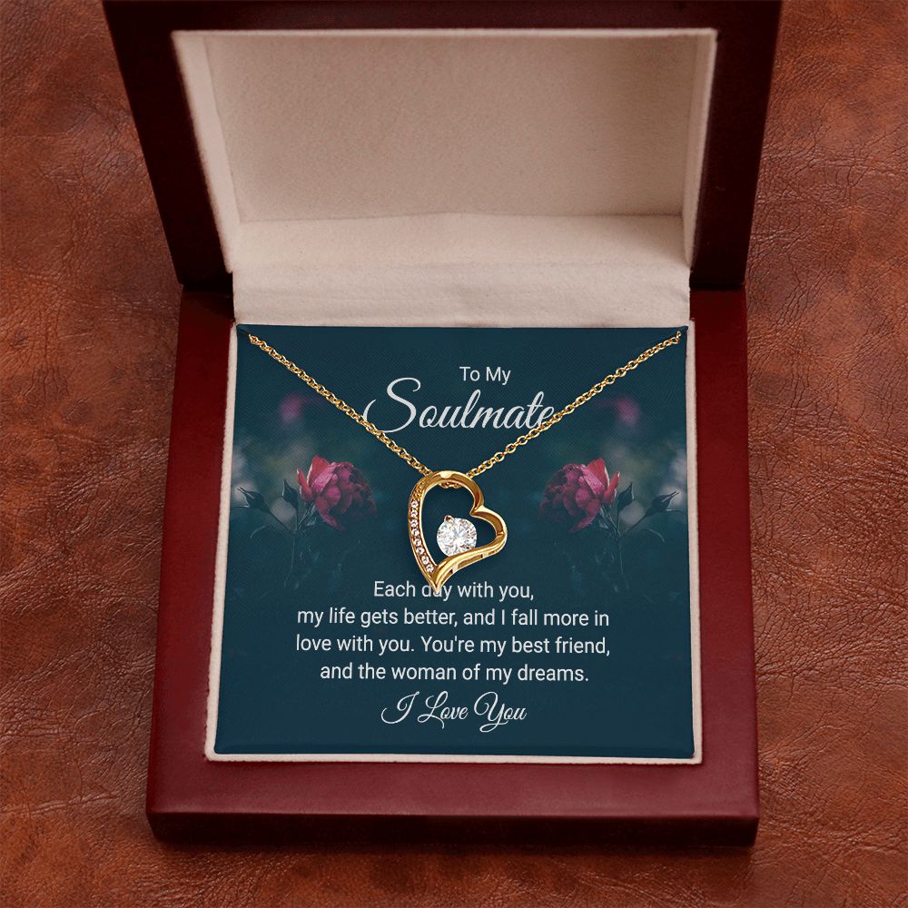 To My Soulmate Each Day With You Forever Necklace w Message Card-Express Your Love Gifts
