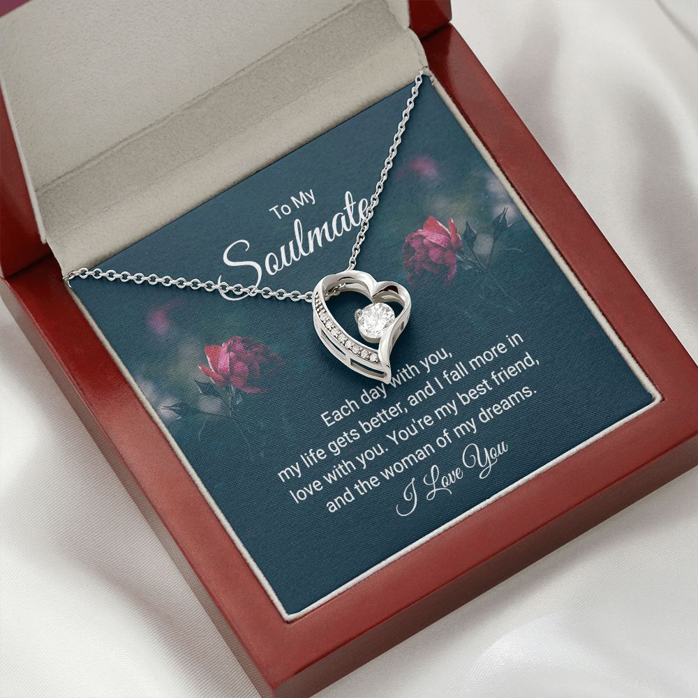 To My Soulmate Each Day With You Forever Necklace w Message Card-Express Your Love Gifts