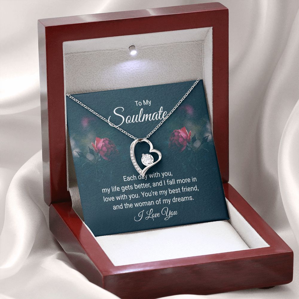 To My Soulmate Each Day With You Forever Necklace w Message Card-Express Your Love Gifts