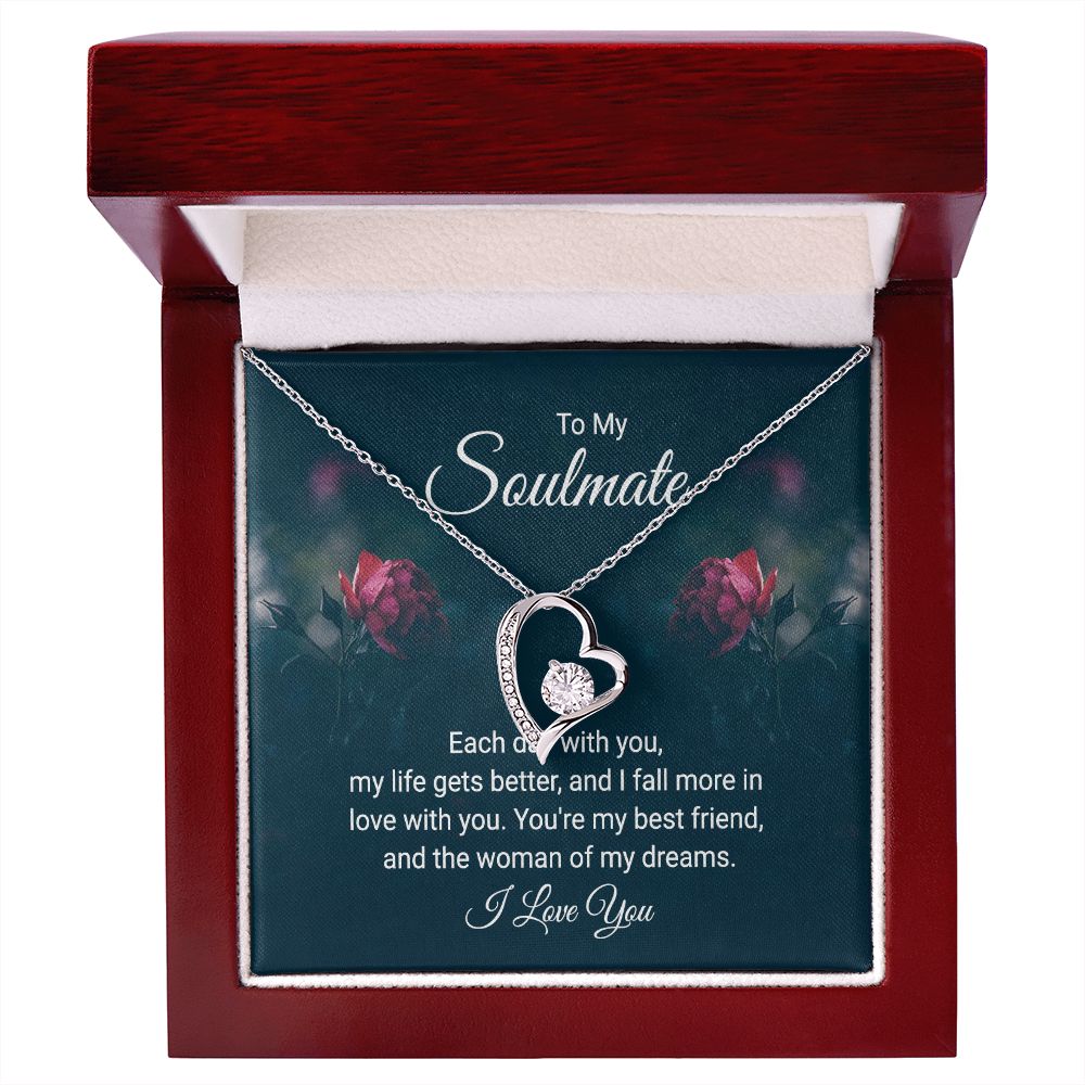To My Soulmate Each Day With You Forever Necklace w Message Card-Express Your Love Gifts