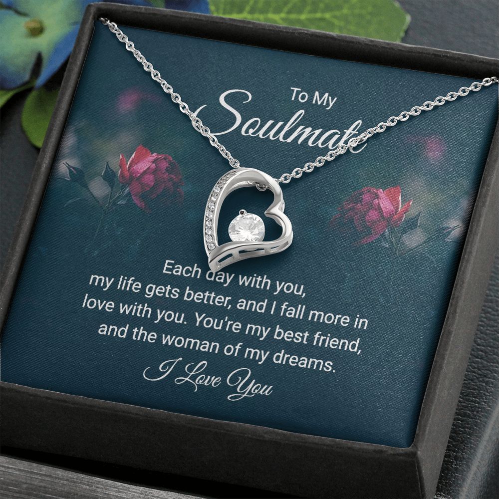 To My Soulmate Each Day With You Forever Necklace w Message Card-Express Your Love Gifts