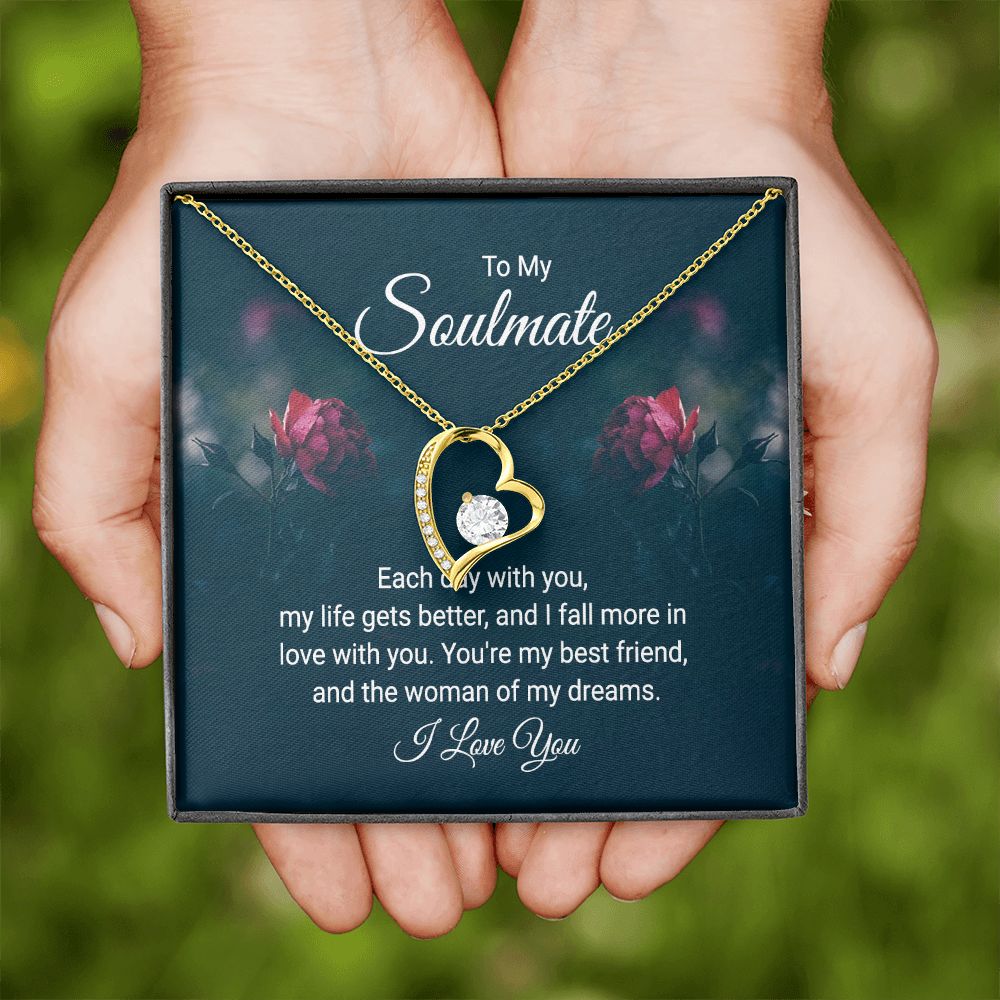 To My Soulmate Each Day With You Forever Necklace w Message Card-Express Your Love Gifts