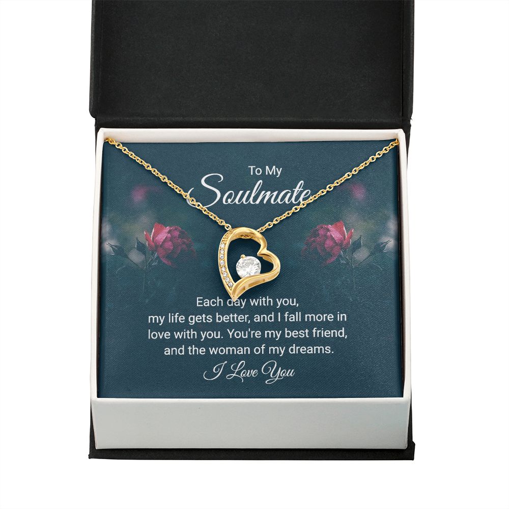 To My Soulmate Each Day With You Forever Necklace w Message Card-Express Your Love Gifts