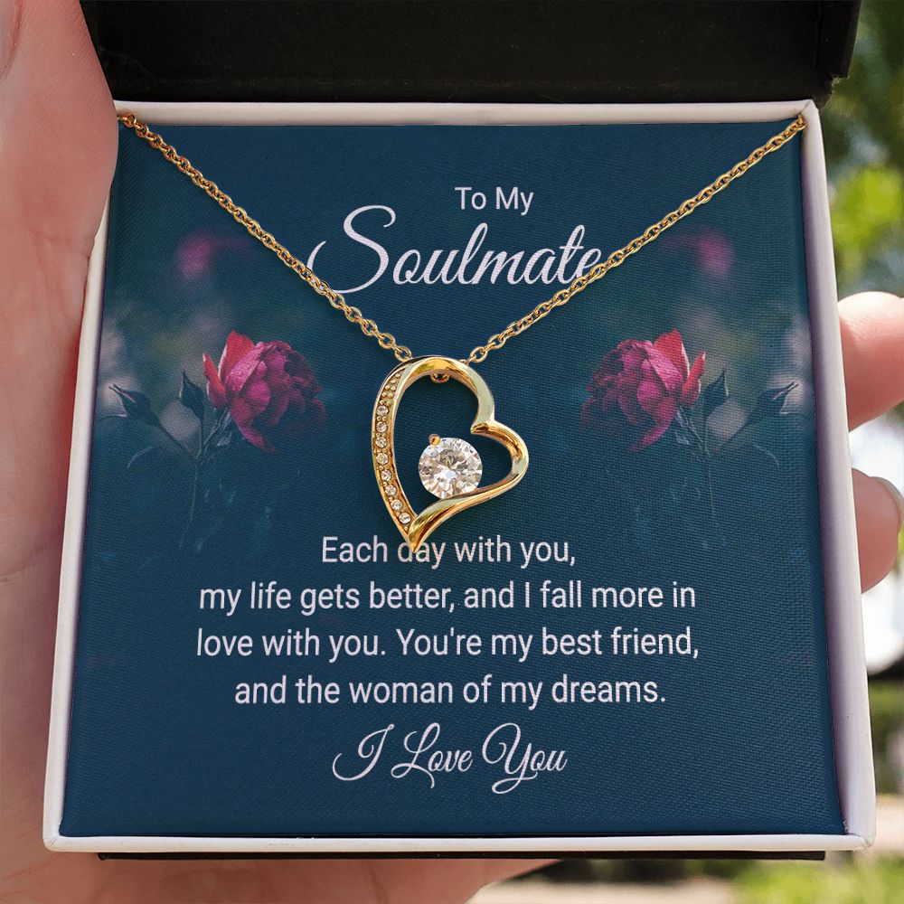 To My Soulmate Each Day With You Forever Necklace w Message Card-Express Your Love Gifts