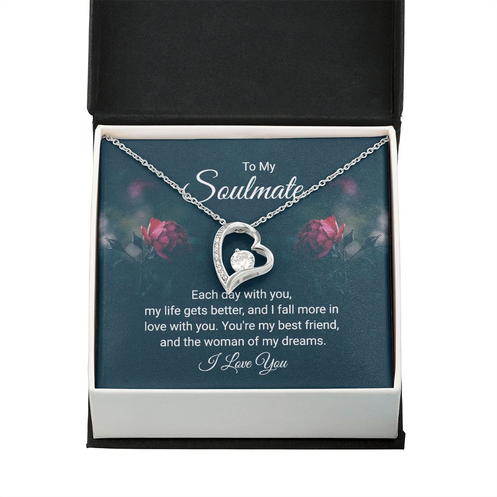 To My Soulmate Each Day With You Forever Necklace w Message Card-Express Your Love Gifts