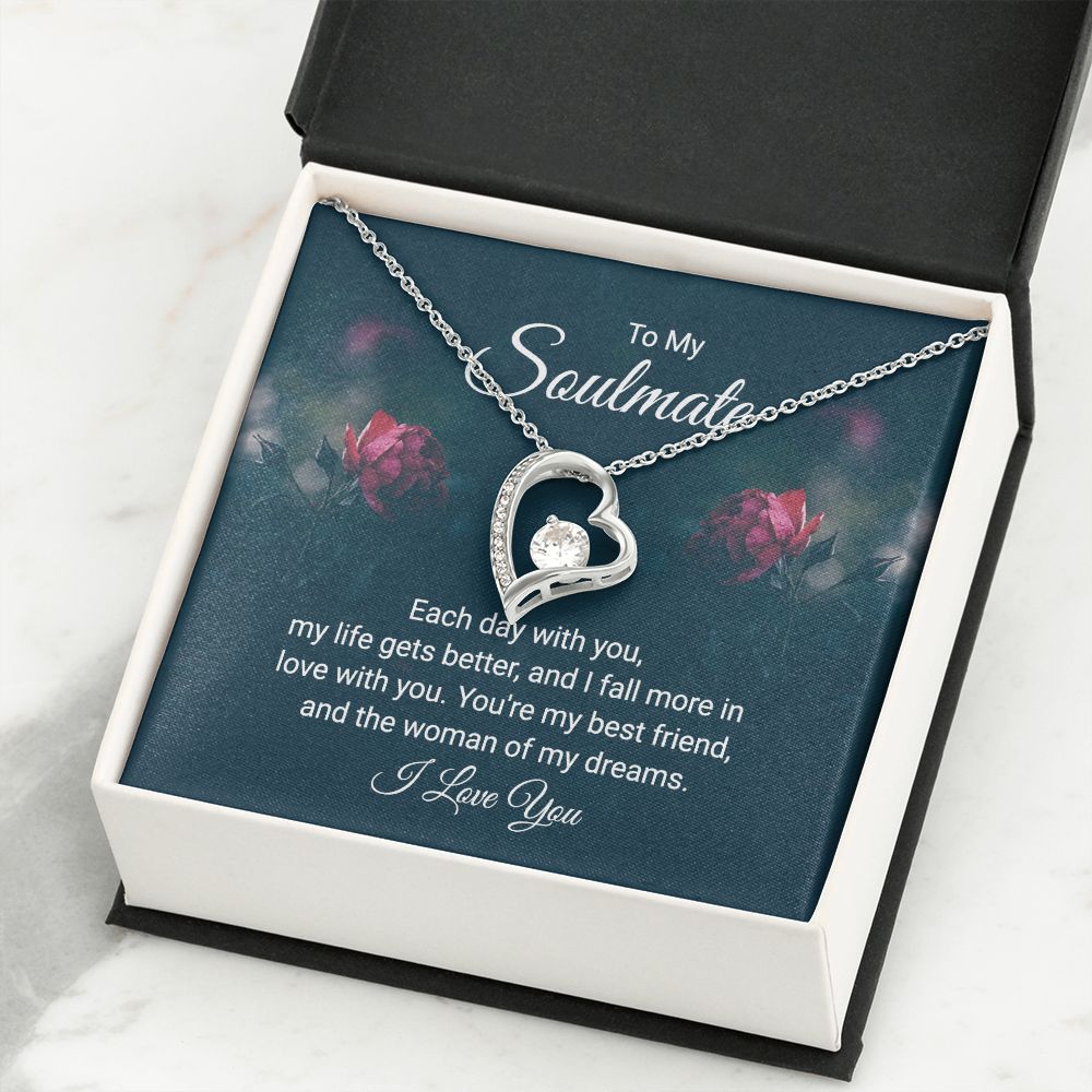 To My Soulmate Each Day With You Forever Necklace w Message Card-Express Your Love Gifts