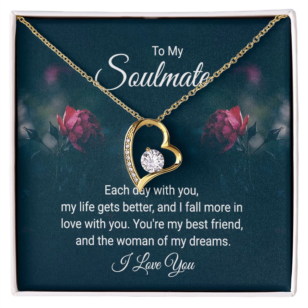 To My Soulmate Each Day With You Forever Necklace w Message Card-Express Your Love Gifts