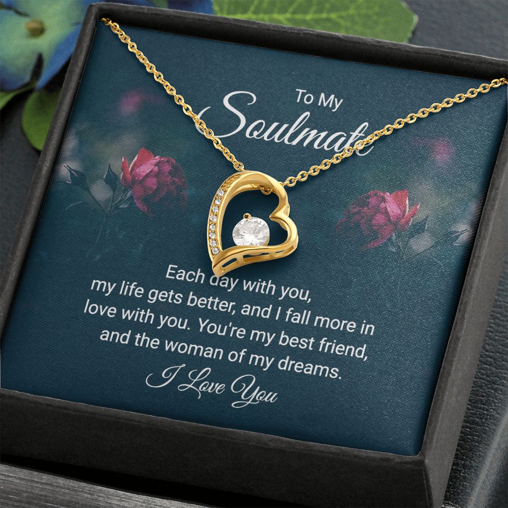 To My Soulmate Each Day With You Forever Necklace w Message Card-Express Your Love Gifts