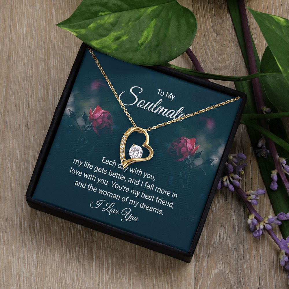 To My Soulmate Each Day With You Forever Necklace w Message Card-Express Your Love Gifts