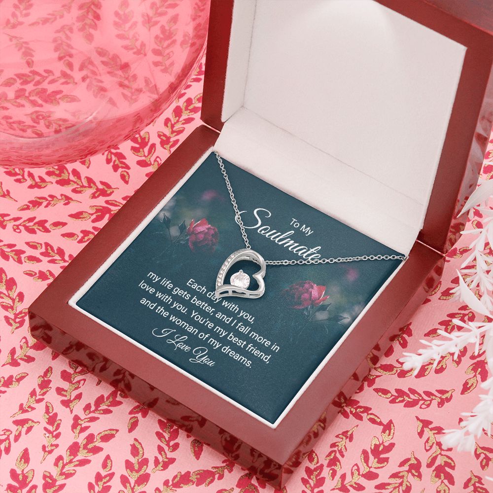 To My Soulmate Each Day With You Forever Necklace w Message Card-Express Your Love Gifts