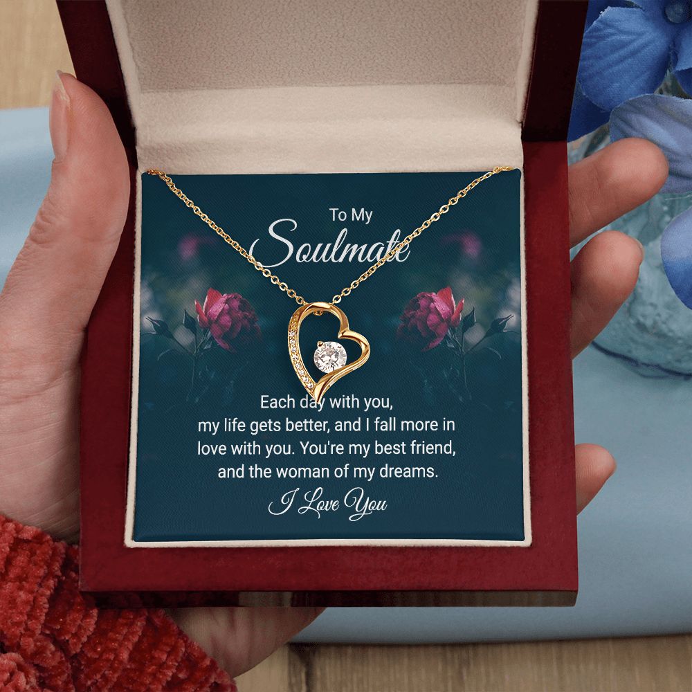 To My Soulmate Each Day With You Forever Necklace w Message Card-Express Your Love Gifts