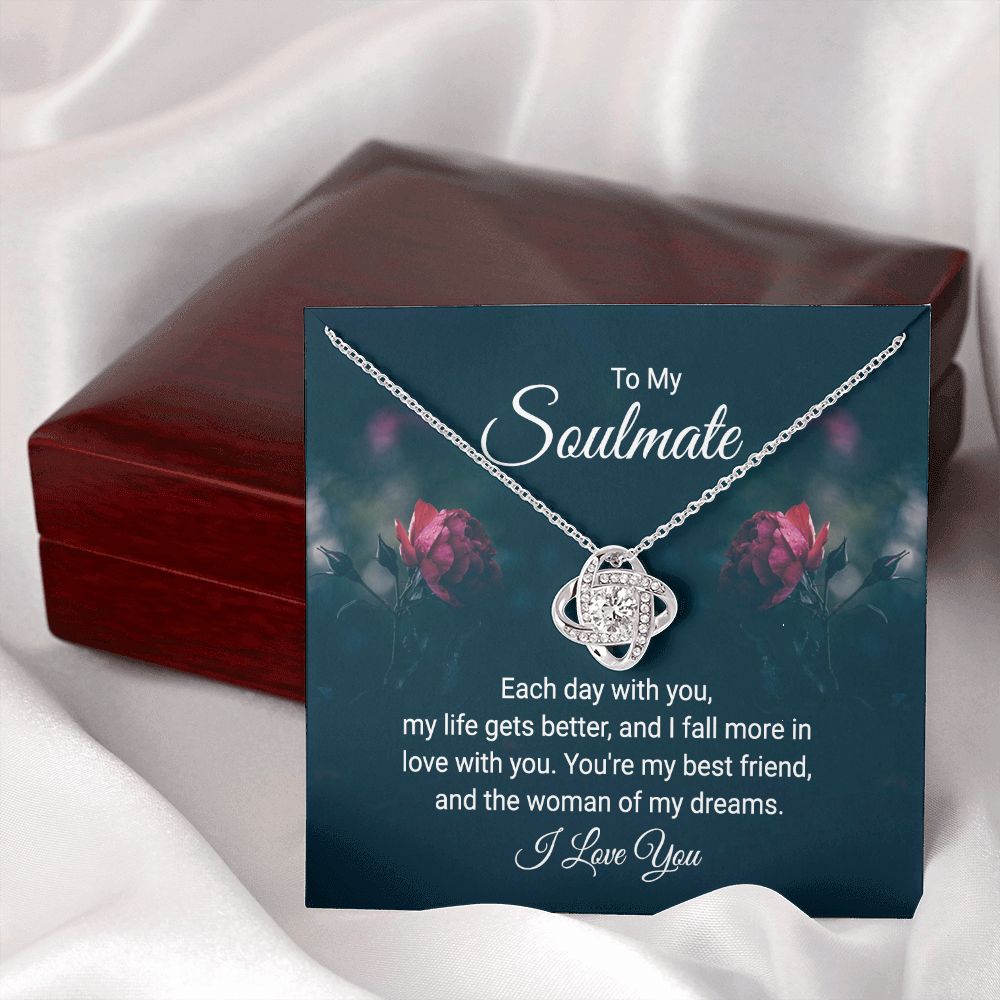 To My Soulmate Each Day With You Infinity Knot Necklace Message Card-Express Your Love Gifts