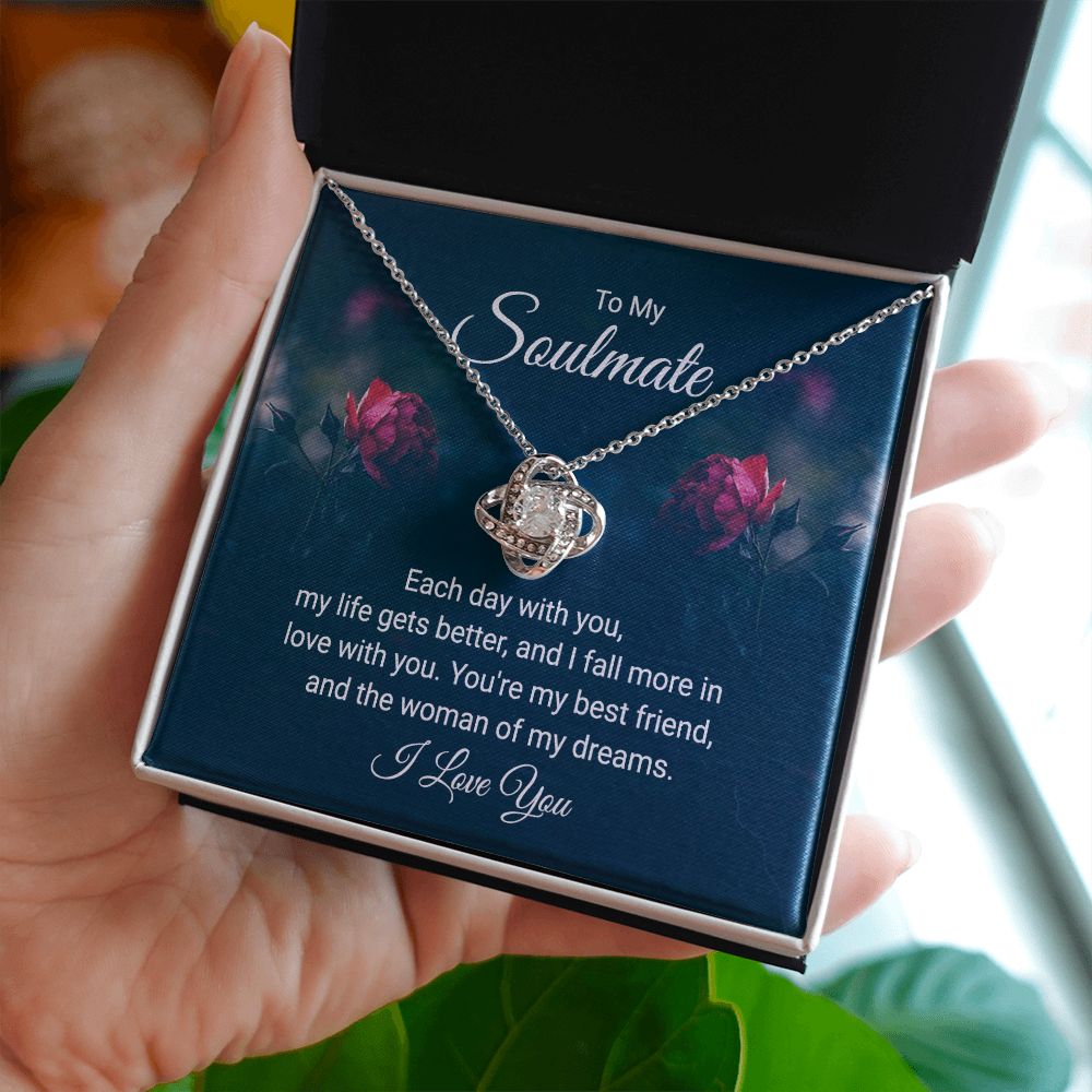 To My Soulmate Each Day With You Infinity Knot Necklace Message Card-Express Your Love Gifts