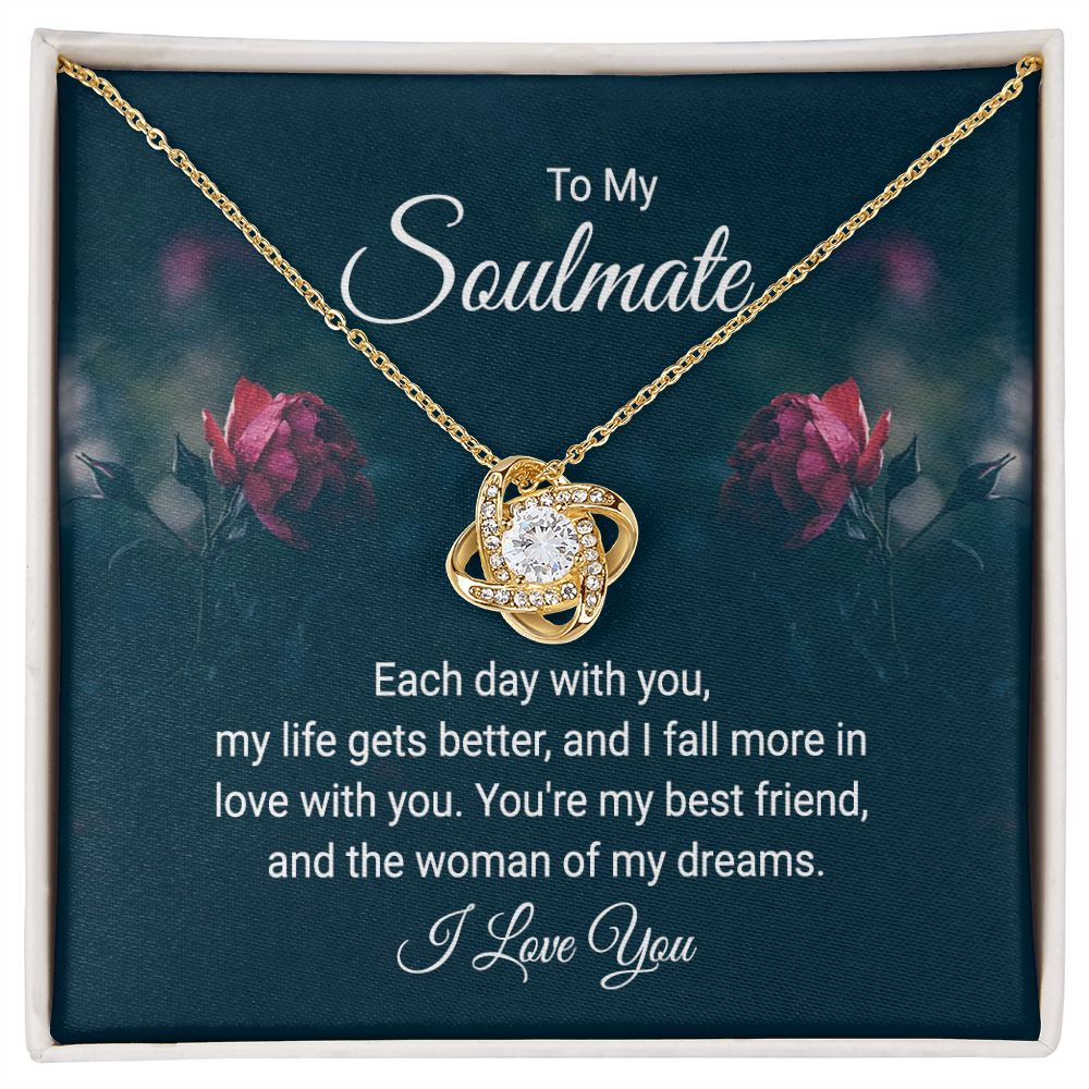To My Soulmate Each Day With You Infinity Knot Necklace Message Card-Express Your Love Gifts