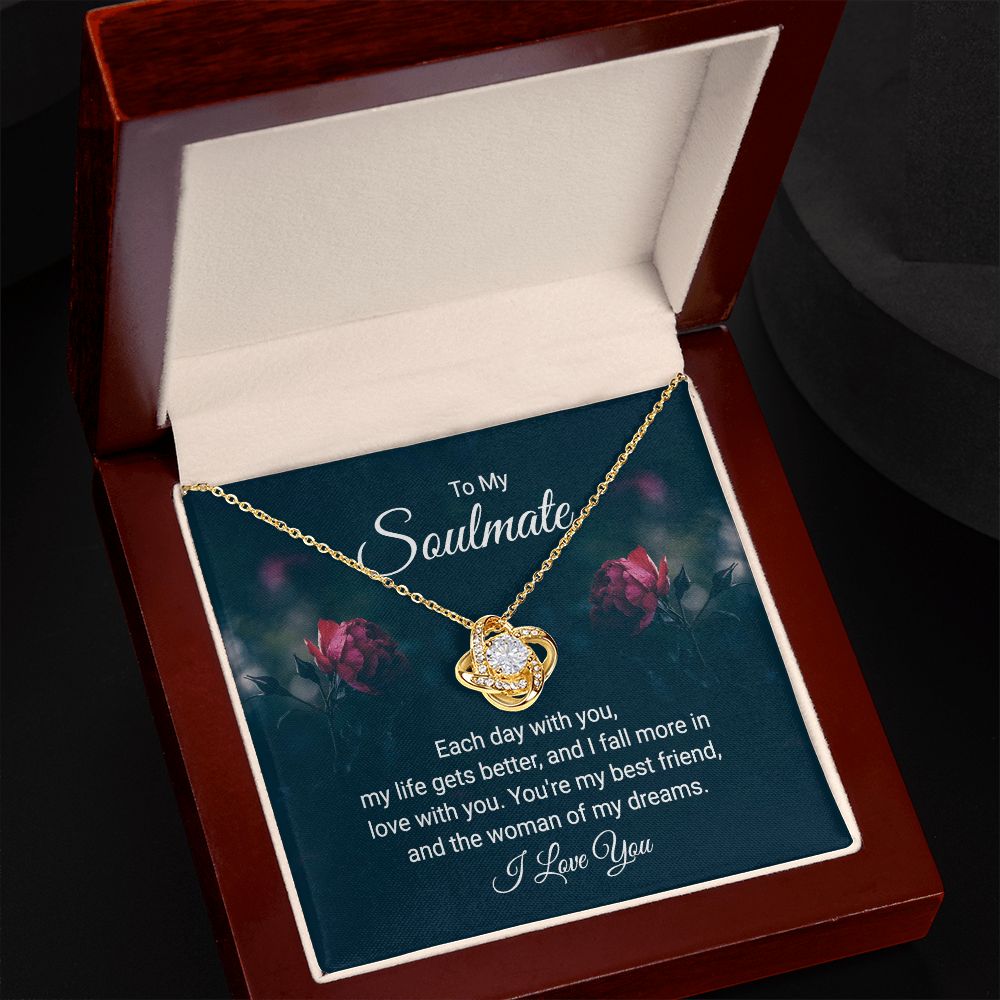 To My Soulmate Each Day With You Infinity Knot Necklace Message Card-Express Your Love Gifts