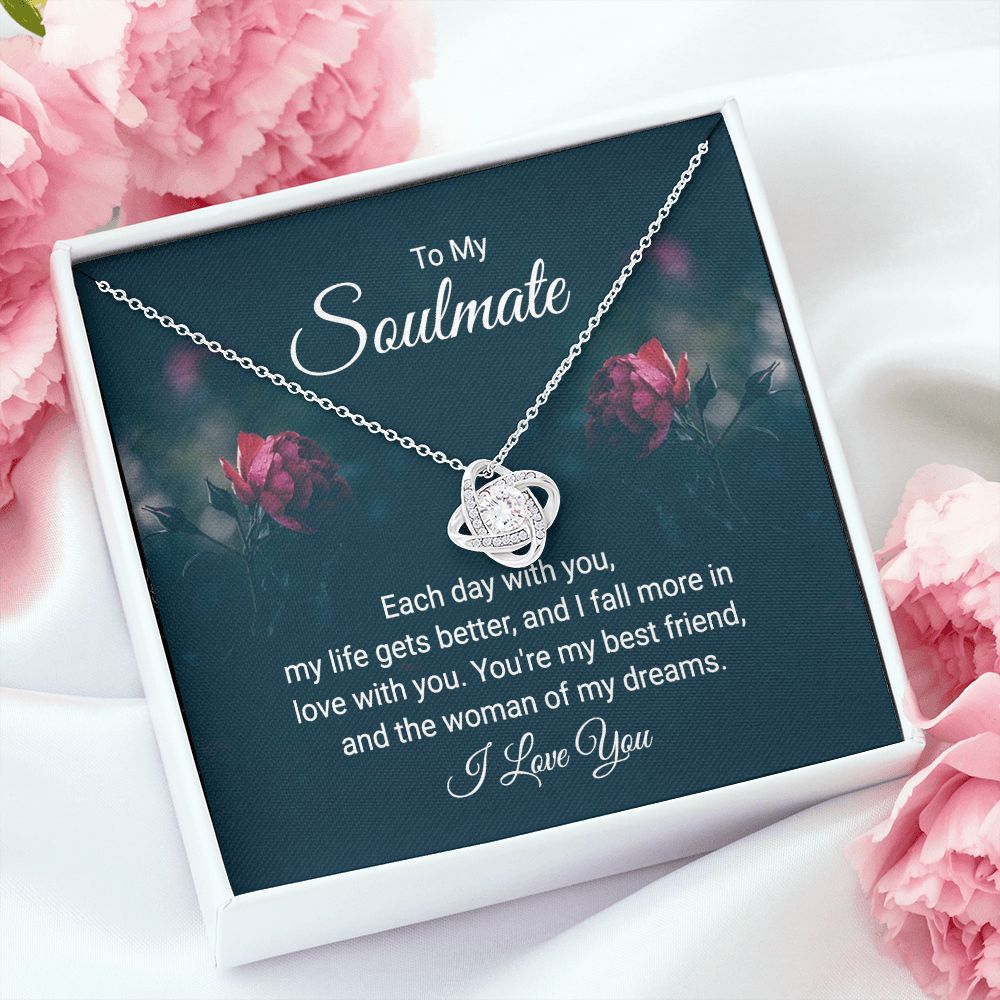 To My Soulmate Each Day With You Infinity Knot Necklace Message Card-Express Your Love Gifts