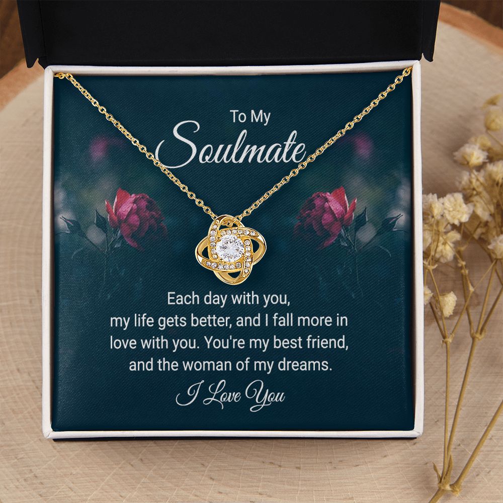 To My Soulmate Each Day With You Infinity Knot Necklace Message Card-Express Your Love Gifts