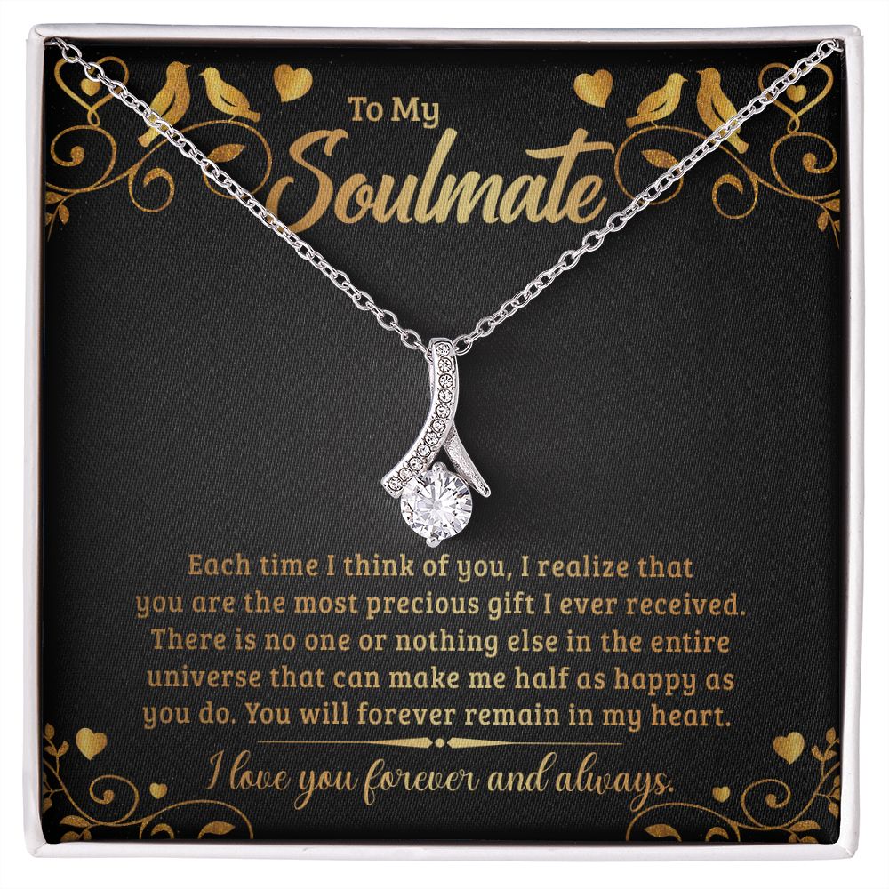 To My Soulmate Each Time I Think of You Alluring Ribbon Necklace Message Card-Express Your Love Gifts