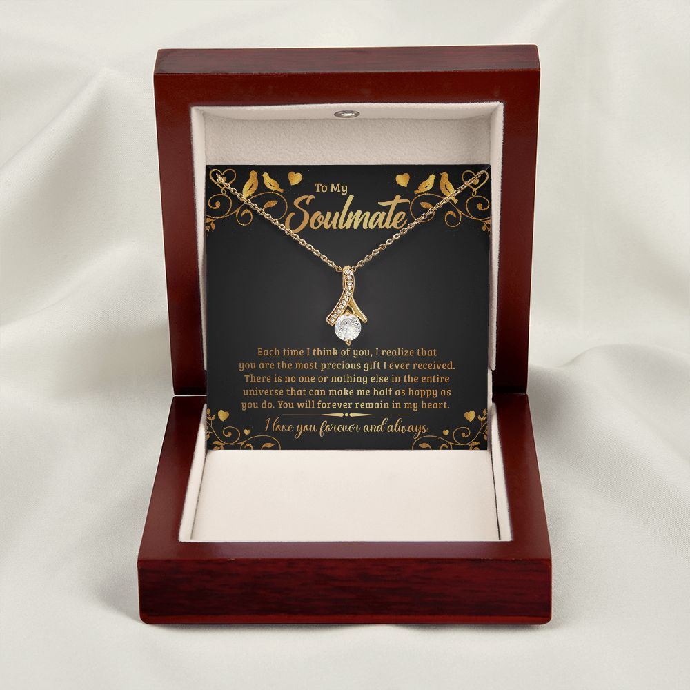 To My Soulmate Each Time I Think of You Alluring Ribbon Necklace Message Card-Express Your Love Gifts