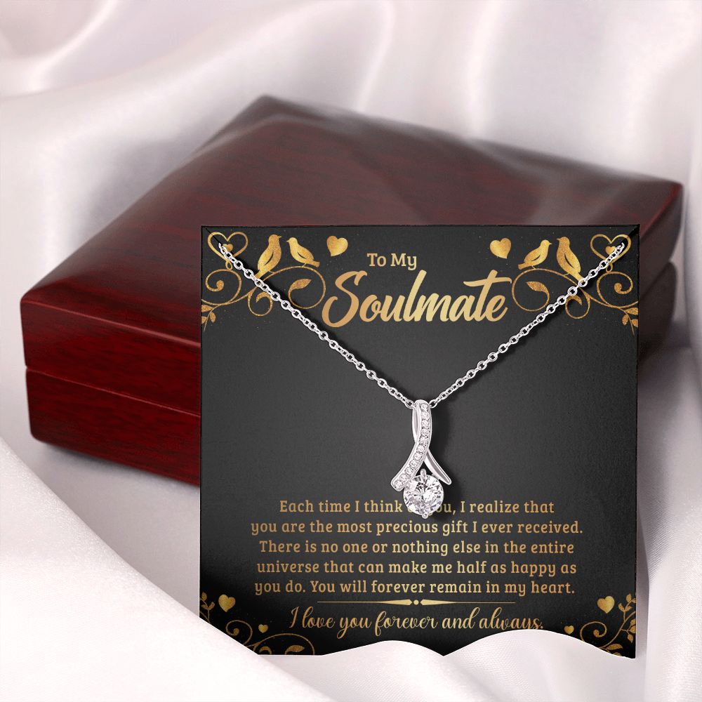 To My Soulmate Each Time I Think of You Alluring Ribbon Necklace Message Card-Express Your Love Gifts