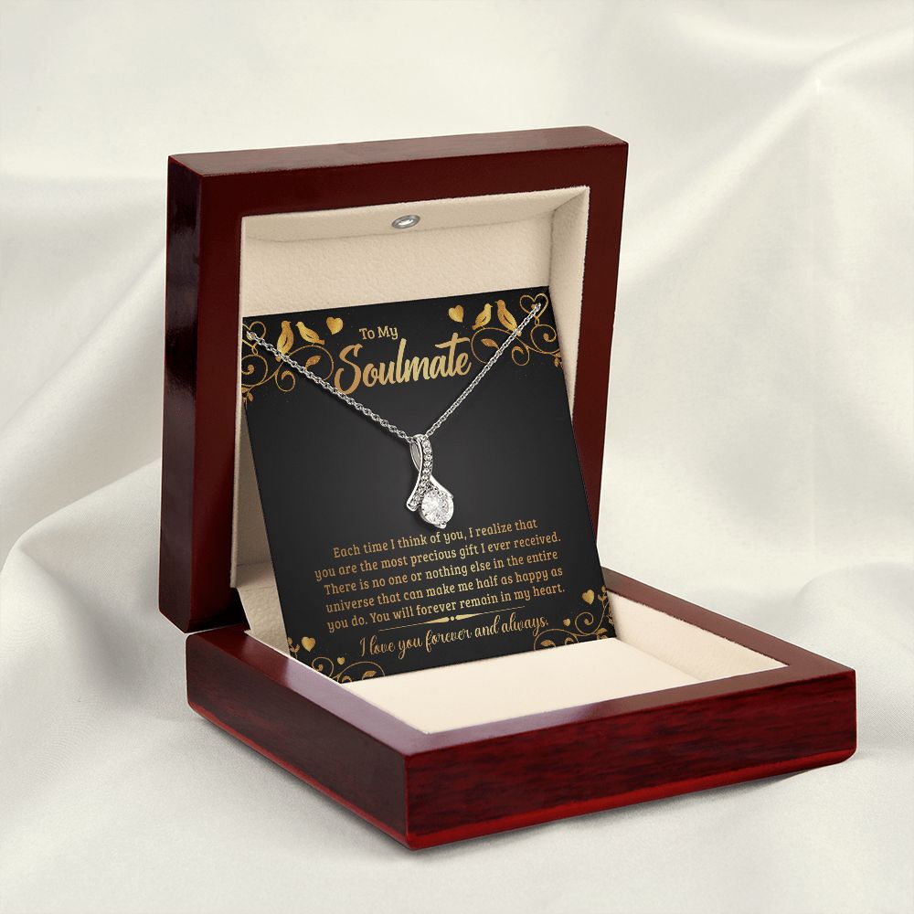 To My Soulmate Each Time I Think of You Alluring Ribbon Necklace Message Card-Express Your Love Gifts