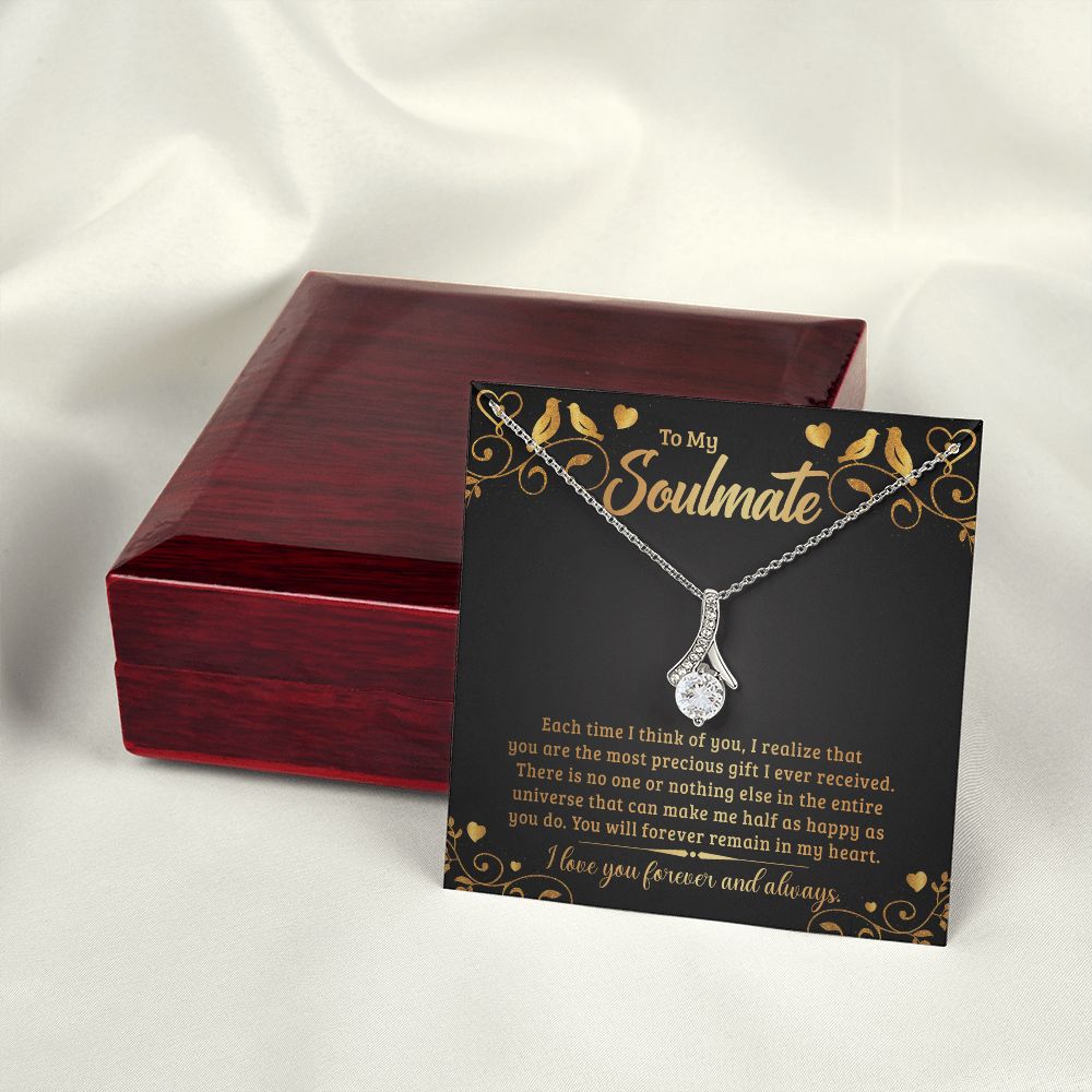 To My Soulmate Each Time I Think of You Alluring Ribbon Necklace Message Card-Express Your Love Gifts