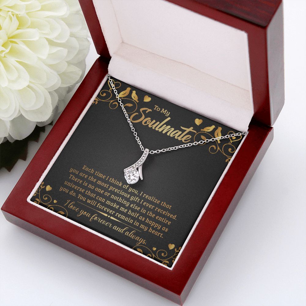 To My Soulmate Each Time I Think of You Alluring Ribbon Necklace Message Card-Express Your Love Gifts
