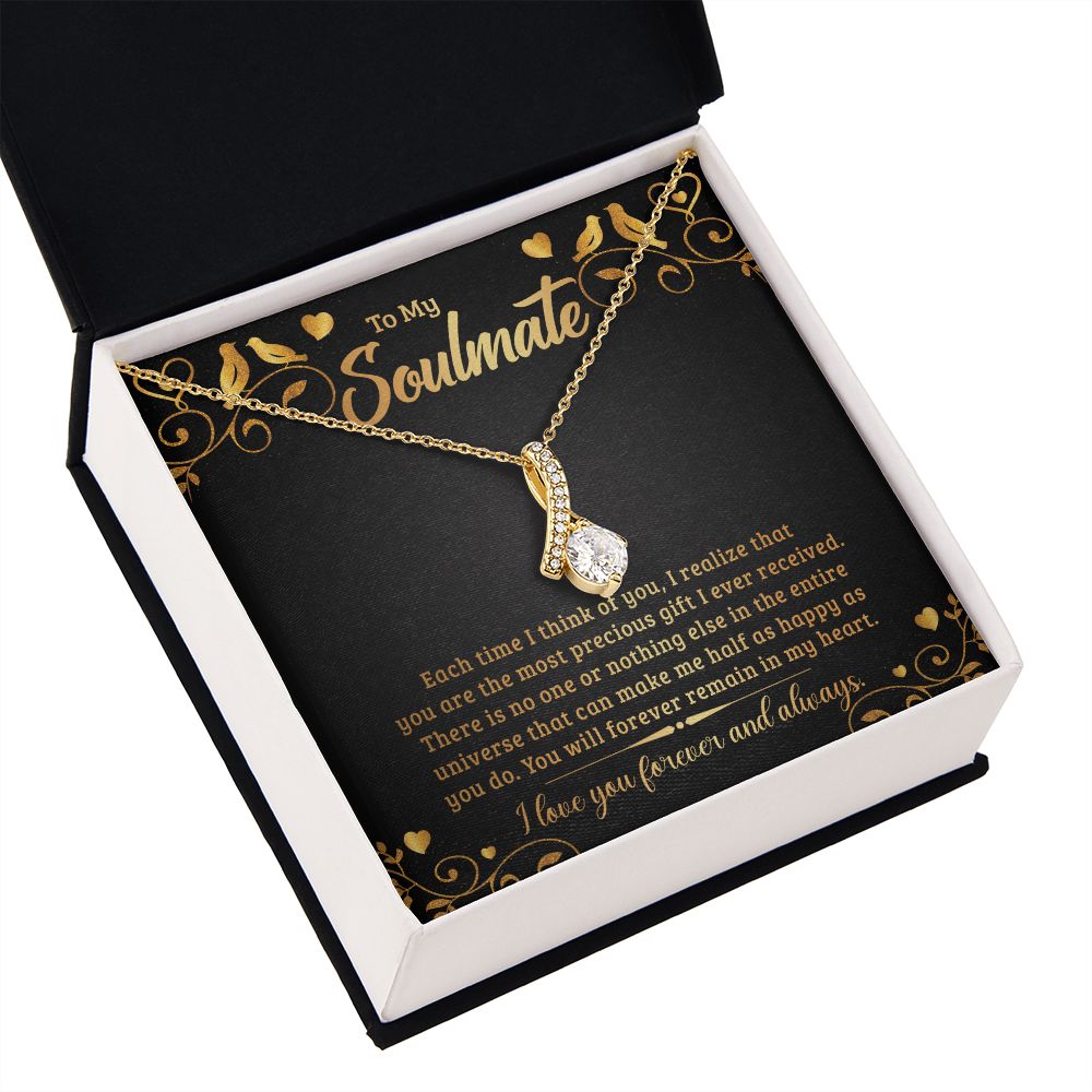 To My Soulmate Each Time I Think of You Alluring Ribbon Necklace Message Card-Express Your Love Gifts