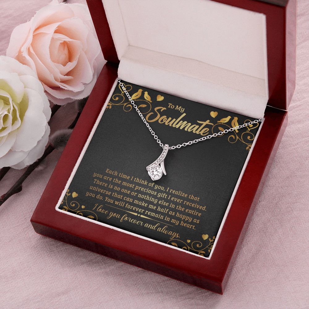 To My Soulmate Each Time I Think of You Alluring Ribbon Necklace Message Card-Express Your Love Gifts